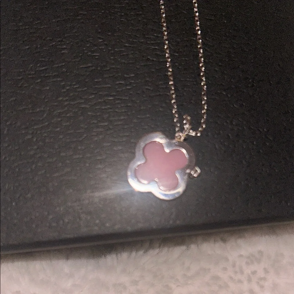 Sterling silver Pink Clover Pendant Necklace